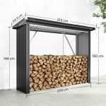 Abri à Bois Extérieur en Acier Gris Foncé 213 cm avec Toit Incliné – Image 2