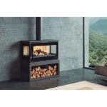 Poêle à bois raccordable 3 vitres avec bûcher – FIREMATIC Calgary – L 13.5 kW – Image 10